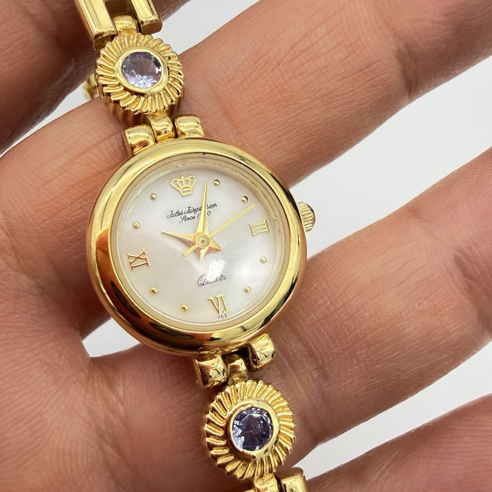 Vtg Jules Jurgensen Gold Tanzanite Genuine Gemstone Watch Designer Mint